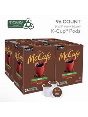 96 Count McCafe, Premium Roast Decaf Coffee, Keurig Single Serve K-Cup Pods